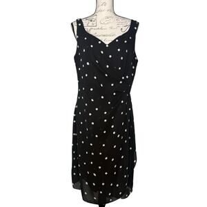 Vintage David Warren New York Polka Dot Faux Wrap Sweetheart Neckline Dress 14